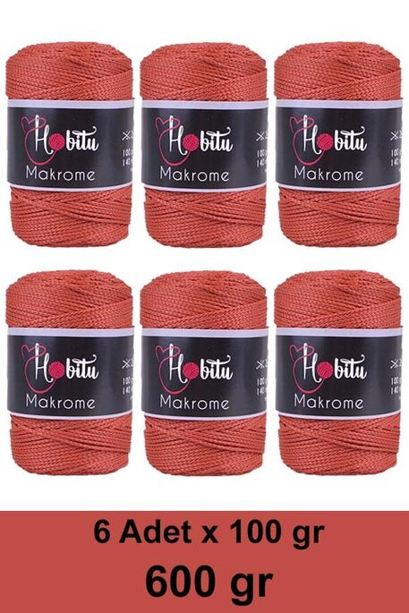 Hobitu Yarn - HOBİTU MAKROME 600 GR 6 Lİ PAKET 118 Taba