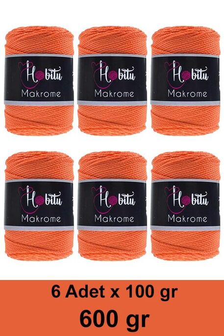 Hobitu Yarn - HOBİTU MAKROME 600 GR 6 Lİ PAKET 120 Turuncu