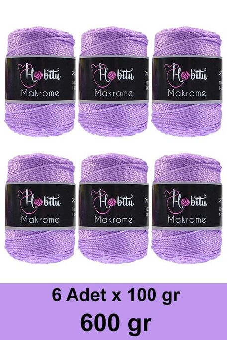 Hobitu Yarn - HOBİTU MAKROME 600 GR 6 Lİ PAKET 130 Lila