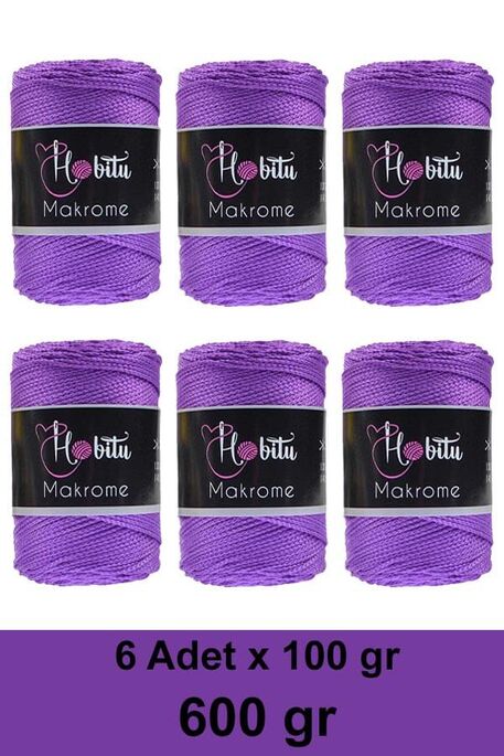 Hobitu Yarn - HOBİTU MAKROME 600 GR 6 Lİ PAKET 141 Menekşe