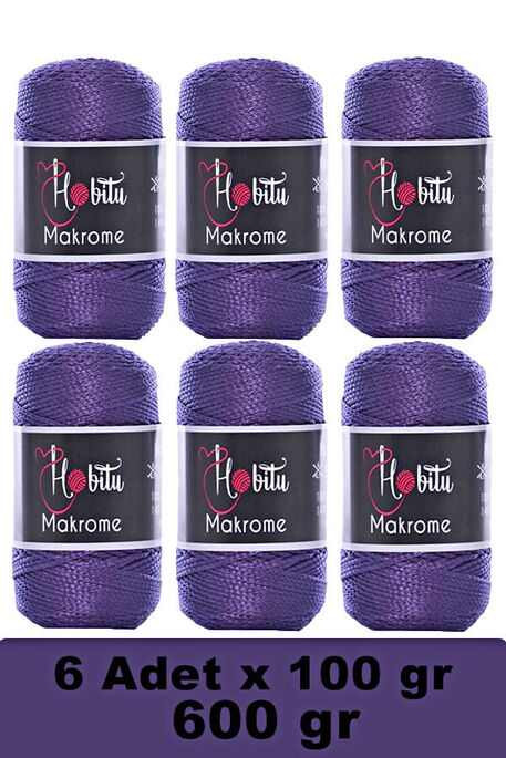 Hobitu Yarn - HOBİTU MAKROME 600 GR 6 Lİ PAKET 142 Mor