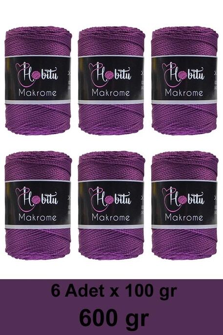 Hobitu Yarn - HOBİTU MAKROME 600 GR 6 Lİ PAKET 160 Mürdüm