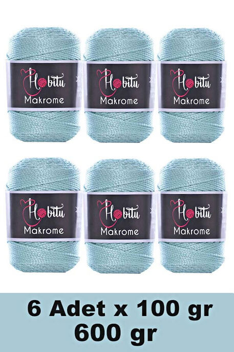 Hobitu Yarn - HOBİTU MAKROME 600 GR 6 Lİ PAKET 165 Su Yeşili