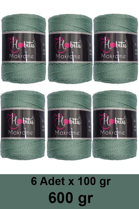 Hobitu Yarn - HOBİTU MAKROME 600 GR 6 Lİ PAKET 168 Çağla Yeşili