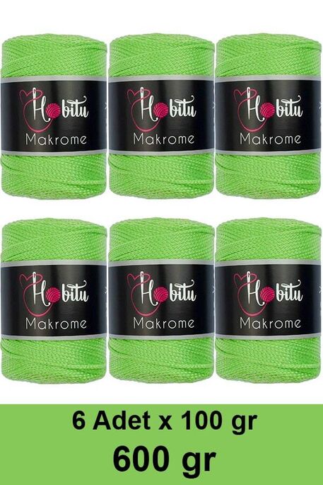 Hobitu Yarn - HOBİTU MAKROME 600 GR 6 Lİ PAKET 170 Fıstık Yeşili