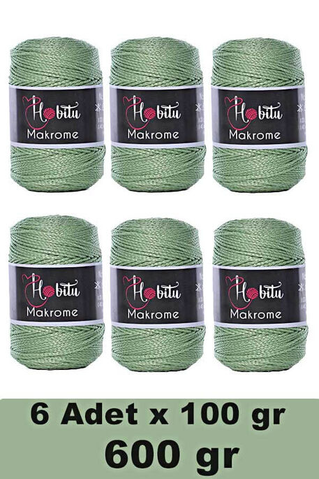 Hobitu Yarn - HOBİTU MAKROME 600 GR 6 Lİ PAKET 171 Yeşil