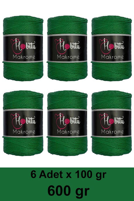 Hobitu Yarn - HOBİTU MAKROME 600 GR 6 Lİ PAKET 172 Çimen