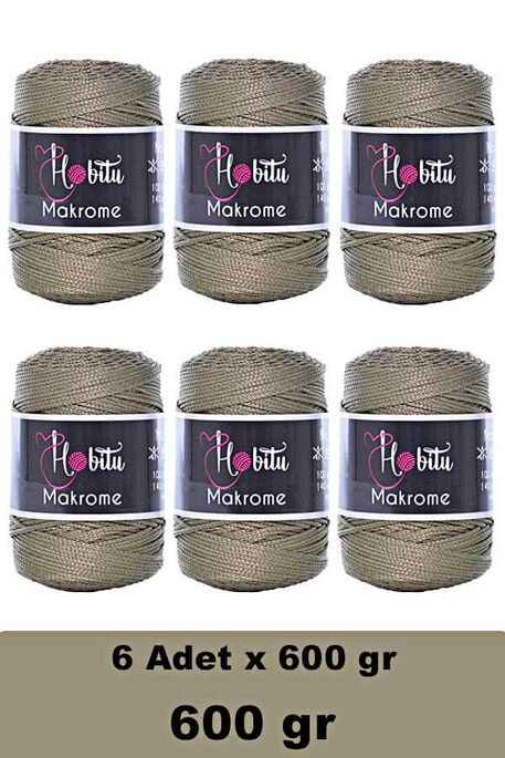 Hobitu Yarn - HOBİTU MAKROME 600 GR 6 Lİ PAKET 192 Açık Haki