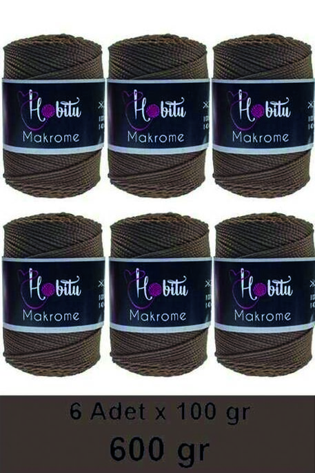 Hobitu Yarn - HOBİTU MAKROME 600 GR 6 Lİ PAKET 208 Kahve