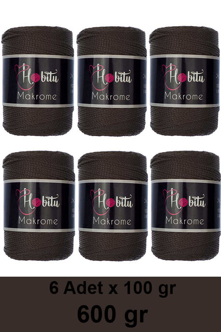 Hobitu Yarn - HOBİTU MAKROME 600 GR 6 Lİ PAKET 210 Bitter