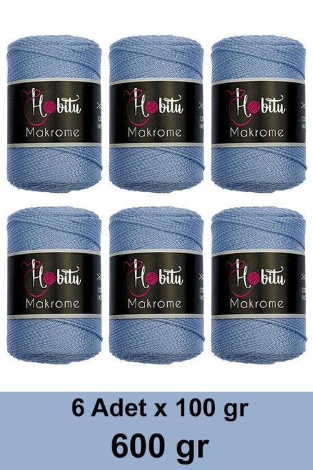 Hobitu Yarn - HOBİTU MAKROME 600 GR 6 Lİ PAKET 220 Mavi