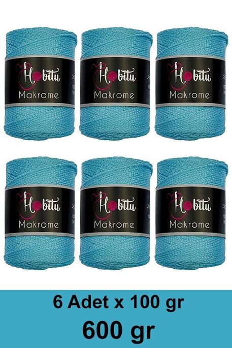 Hobitu Yarn - HOBİTU MAKROME 600 GR 6 Lİ PAKET 230 Turkuaz