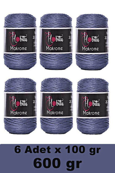 Hobitu Yarn - HOBİTU MAKROME 600 GR 6 Lİ PAKET 236 Kot Mavi