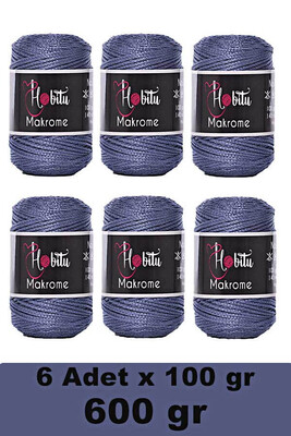 HOBİTU YARNS - HOBİTU MAKROME 600 GR 6 Lİ PAKET 236 Kot Mavi