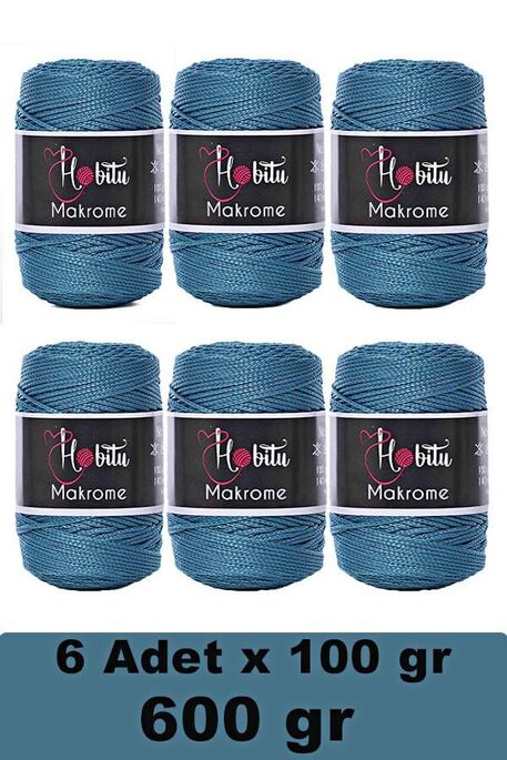 Hobitu Yarn - HOBİTU MAKROME 600 GR 6 Lİ PAKET 238 Petrol