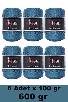 HOBİTU YARNS - HOBİTU MAKROME 600 GR 6 Lİ PAKET 238 Petrol