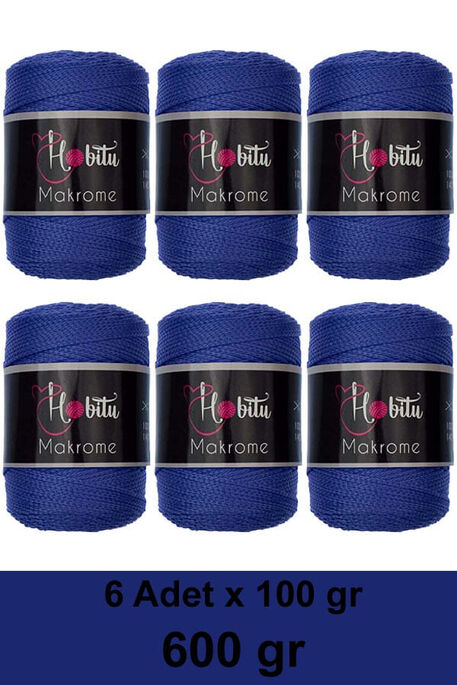 Hobitu Yarn - HOBİTU MAKROME 600 GR 6 Lİ PAKET 252 Saks Mavi