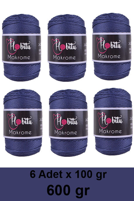 Hobitu Yarn - HOBİTU MAKROME 600 GR 6 Lİ PAKET 262 Lacivert