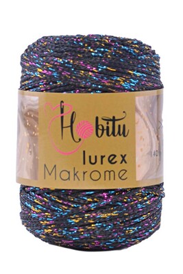 HOBİTU YARNS - HOBİTU MAKROME SİMLİ LUREX 270-04 Siyah-Multicolor