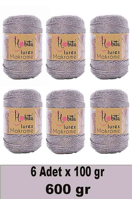 HOBİTU YARNS - HOBİTU MAKROME SİMLİ LUREX 6 LI PAKET 040 Vizon-Gümüş