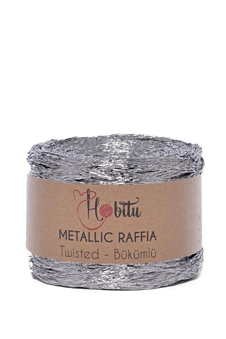 Hobitu Yarn - HOBİTU METALİK BÜKÜMLÜ RAFFİA 250 GR 200 Gümüş