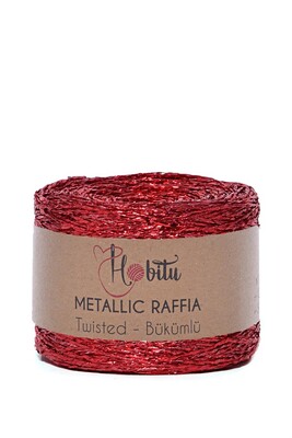 Hobitu Yarn - HOBİTU METALİK BÜKÜMLÜ RAFFİA 250 GR 250 Kırmızı