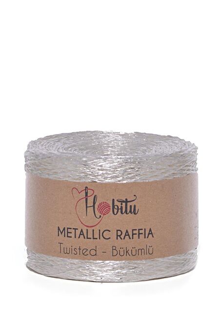 Hobitu Yarn - HOBİTU METALİK BÜKÜMLÜ RAFFİA 250 GR 270 Beyaz