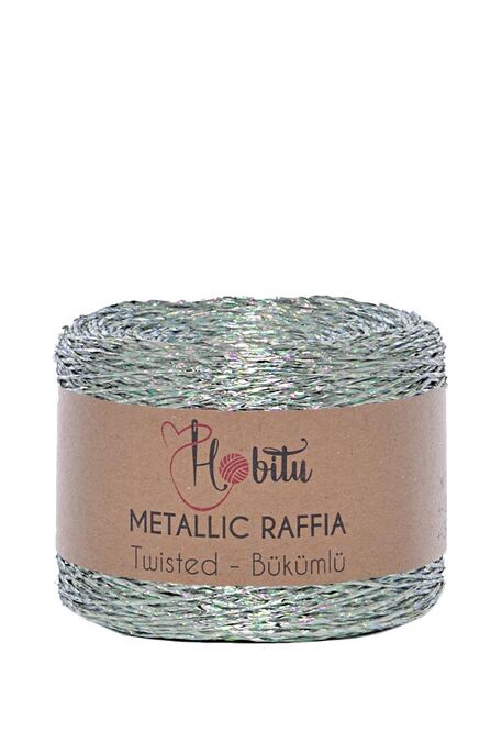 Hobitu Yarn - HOBİTU METALİK BÜKÜMLÜ RAFFİA 250 GR 280 Sedef Gümüş