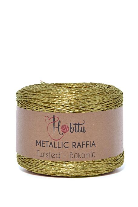 Hobitu Yarn - HOBİTU METALİK BÜKÜMLÜ RAFFİA 250 GR 290 Açık Gold