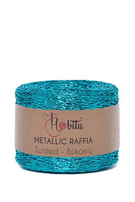 Hobitu Yarn - HOBİTU METALİK BÜKÜMLÜ RAFFİA 250 GR 310 Mavi