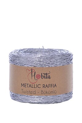 Hobitu Yarn - HOBİTU METALİK BÜKÜMLÜ RAFFİA 250 GR 370 Mat Gümüş