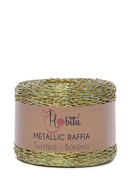 Hobitu Yarn - HOBİTU METALİK BÜKÜMLÜ RAFFİA 250 GR 390 Sedef Gold