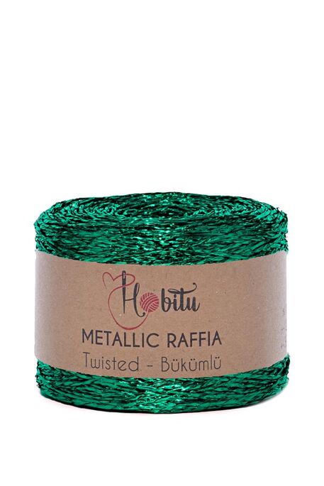 Hobitu Yarn - HOBİTU METALİK BÜKÜMLÜ RAFFİA 250 GR 400 Zümrüt