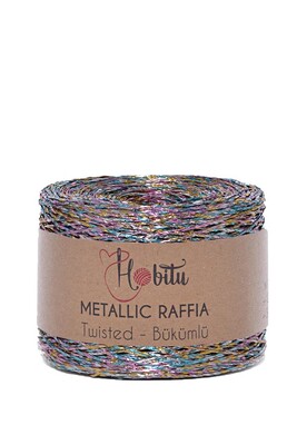 Hobitu Yarn - HOBİTU METALİK BÜKÜMLÜ RAFFİA 250 GR 500 Multi