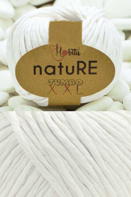 Hobitu Yarn - HOBİTU NATURE JUMBO XXL COTTON 151 Beyaz