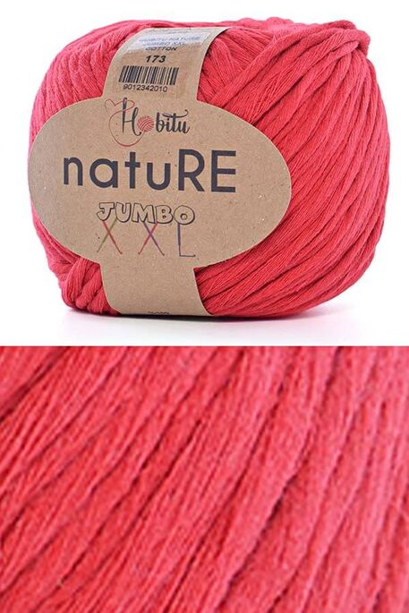 Hobitu Yarn - HOBİTU NATURE JUMBO XXL COTTON 173 Kırmızı