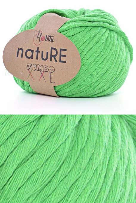 Hobitu Yarn - HOBİTU NATURE JUMBO XXL COTTON 202 Neon Yeşil