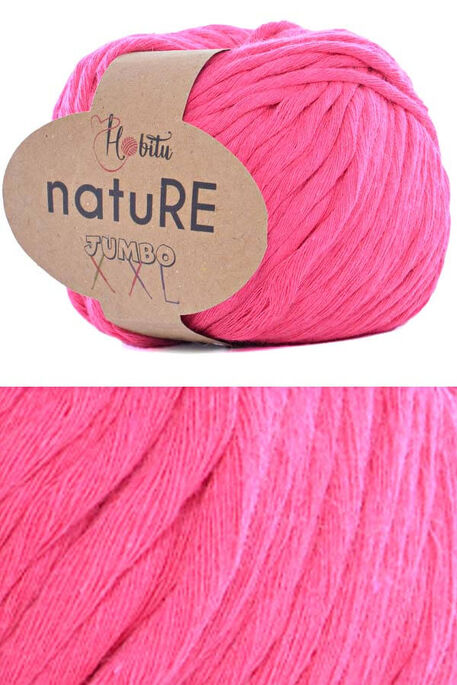 Hobitu Yarn - HOBİTU NATURE JUMBO XXL COTTON 203 Neon Pembe