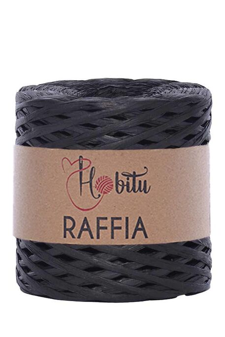 Hobitu Yarn - HOBİTU RAFFİA İPİ 200 GR G12 Siyah