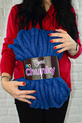 HOBİTU RİO CHUNKY KNİTTİNG YARN 3750 SAKS BLUE - Thumbnail