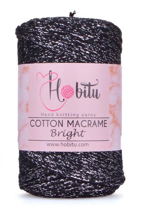 Hobitu Yarn - HOBİTU COTTON MACRAME BRİGHT color 123 BlackG