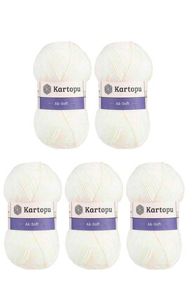 Kartopu Yarn - KARTOPU AK-SOFT 5 Lİ PAKET K010 Beyaz