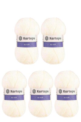 Kartopu Yarn - KARTOPU AK-SOFT 5 Lİ PAKET K019 Ekru