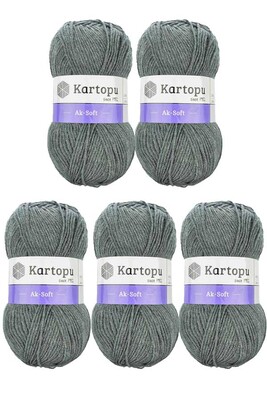 Kartopu Yarn - KARTOPU AK-SOFT 5 Lİ PAKET K1002 Koyu Gri