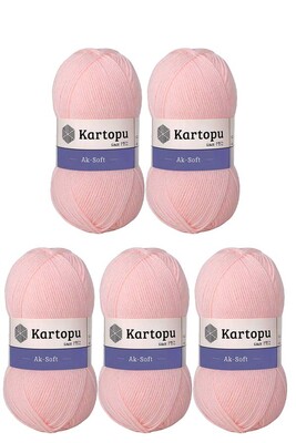 Kartopu Yarn - KARTOPU AK-SOFT 5 Lİ PAKET K699 Açık Somon