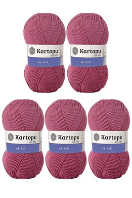 Kartopu Yarn - KARTOPU AK-SOFT 5 Lİ PAKET K742 Koyu Gül