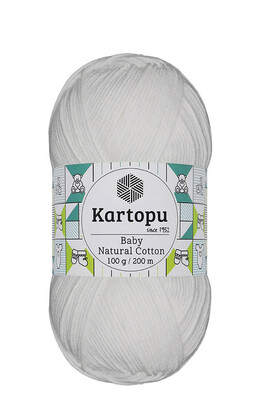 Kartopu Yarn - KARTOPU BABY NATURAL COTTON YARN K010 WHITE