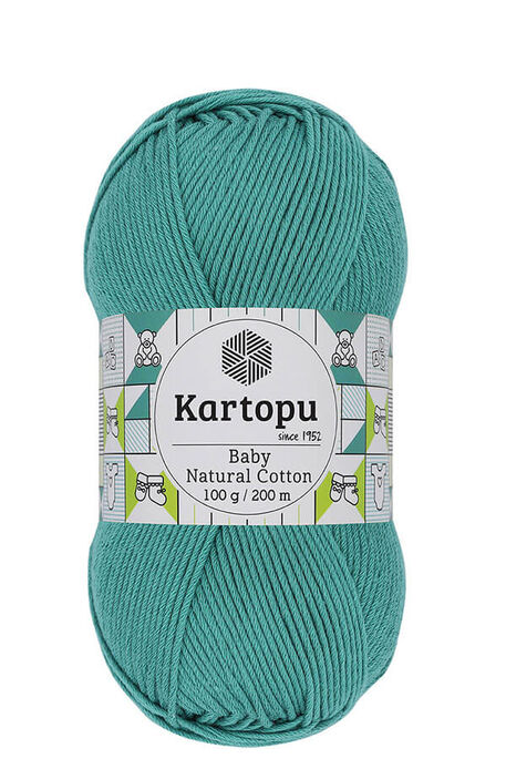 Kartopu Yarn - KARTOPU BABY NATURAL COTTON YARN K418 DARK MINT