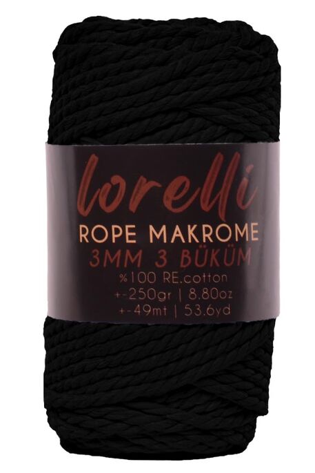 Lorelli Yarns - LORELLİ ROPE MAKROME 150 Siyah