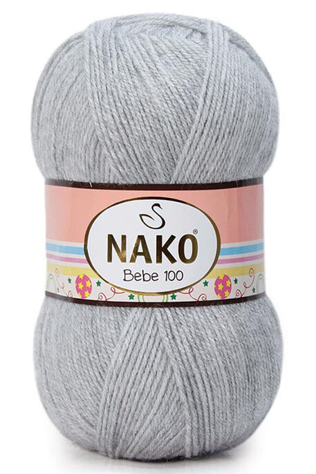 Nako Yarn - NAKO BEBE 100 KNİTTİNG YARN 195 Light Grey Melange